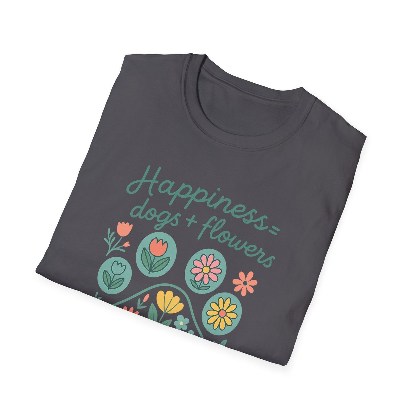 Happiness Dog Flowers P T-Shirt