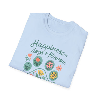 Happiness Dog Flowers P T-Shirt