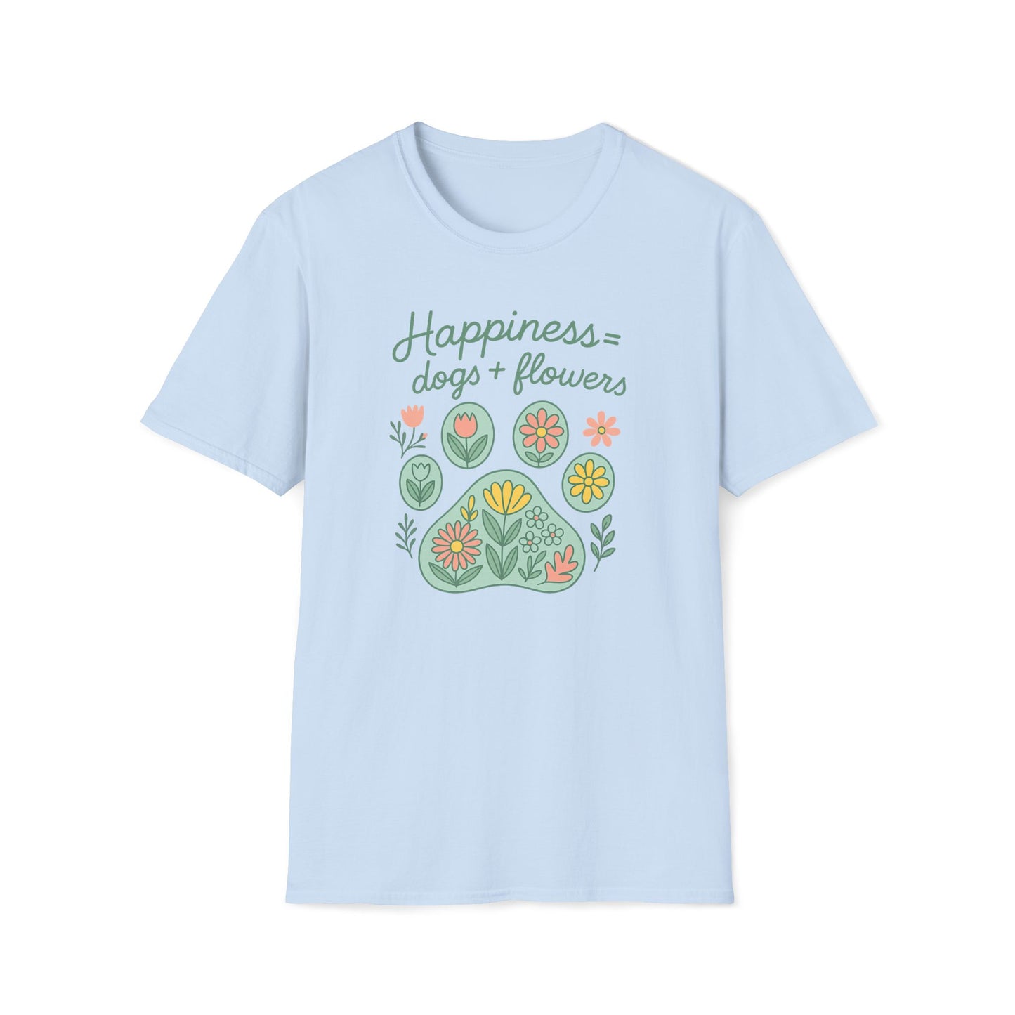 Happiness Dog Flowers G T-Shirt