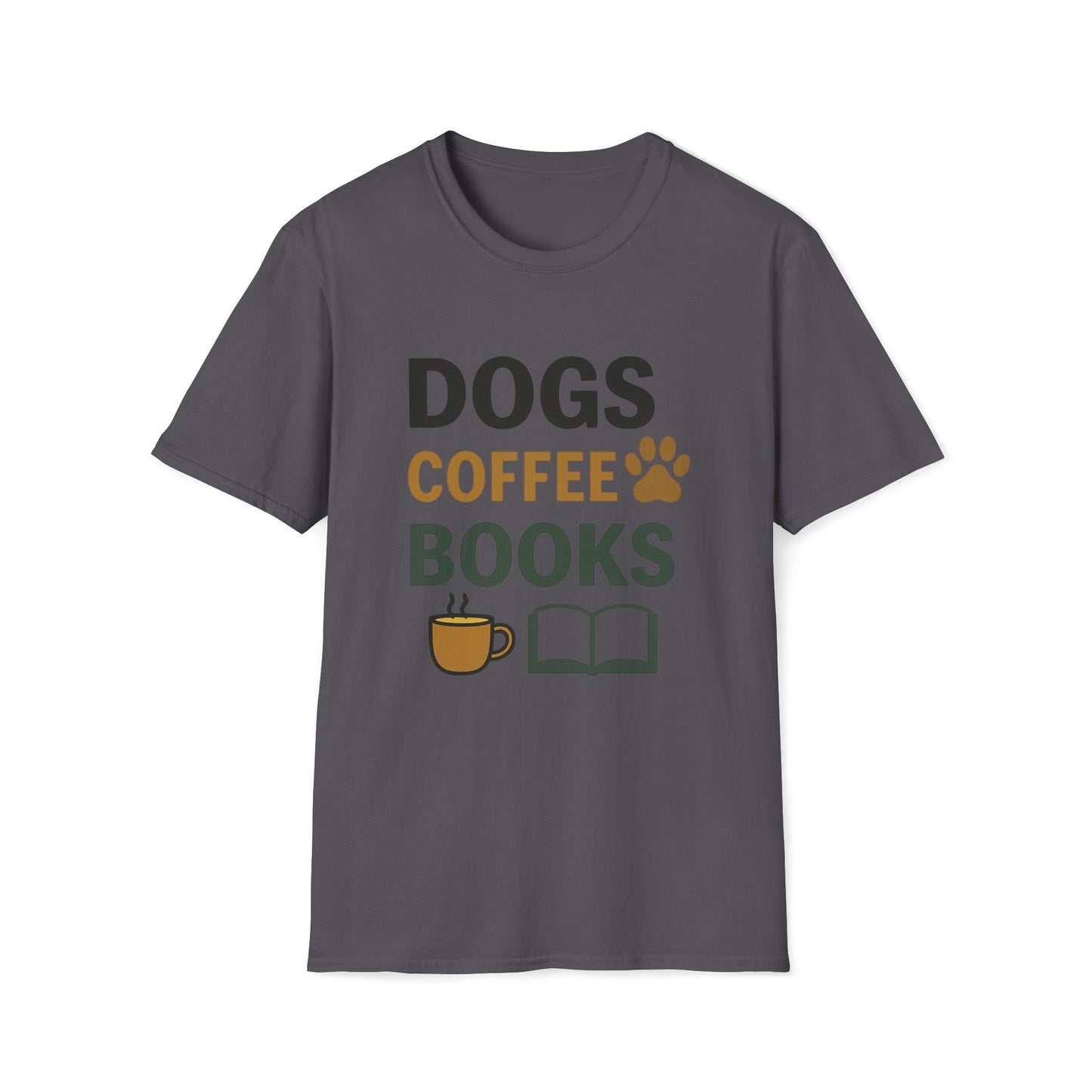Dogs Coffee Books T-Shirt