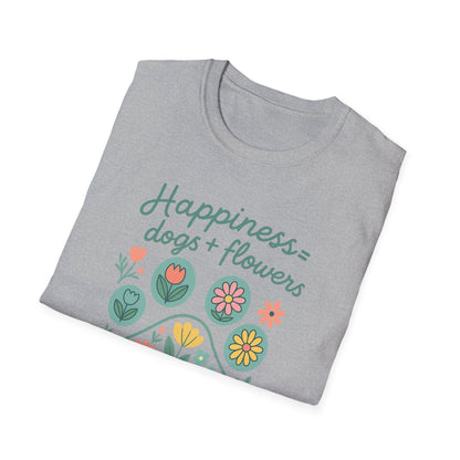 Happiness Dog Flowers P T-Shirt