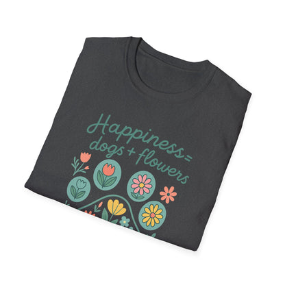 Happiness Dog Flowers P T-Shirt
