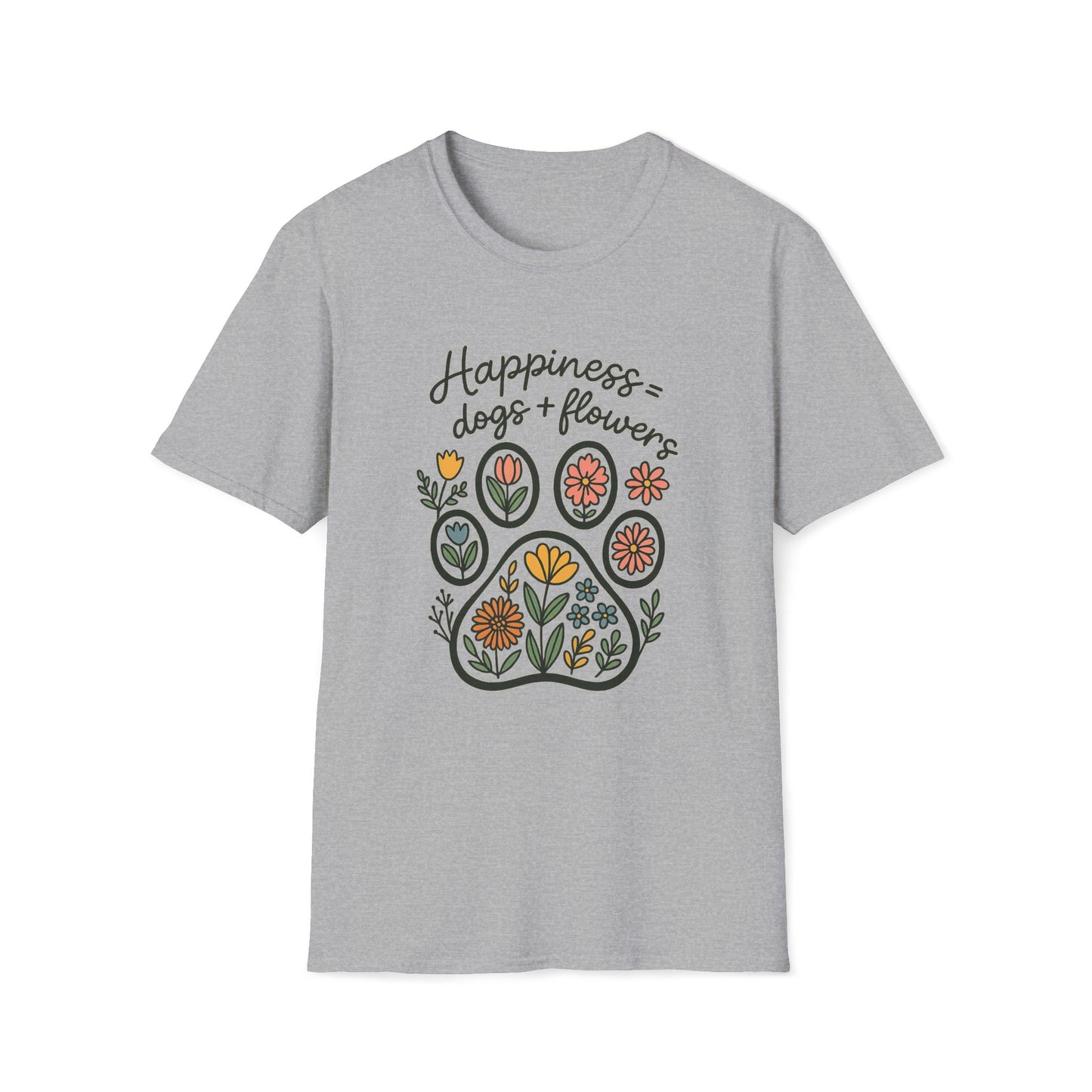 Happiness Dog Flowers T-Shirt