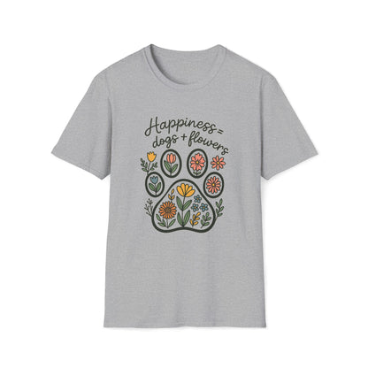 Happiness Dog Flowers T-Shirt