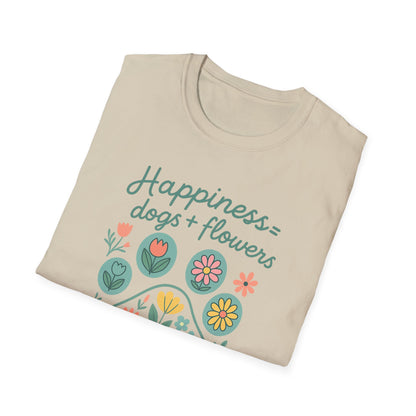 Happiness Dog Flowers P T-Shirt