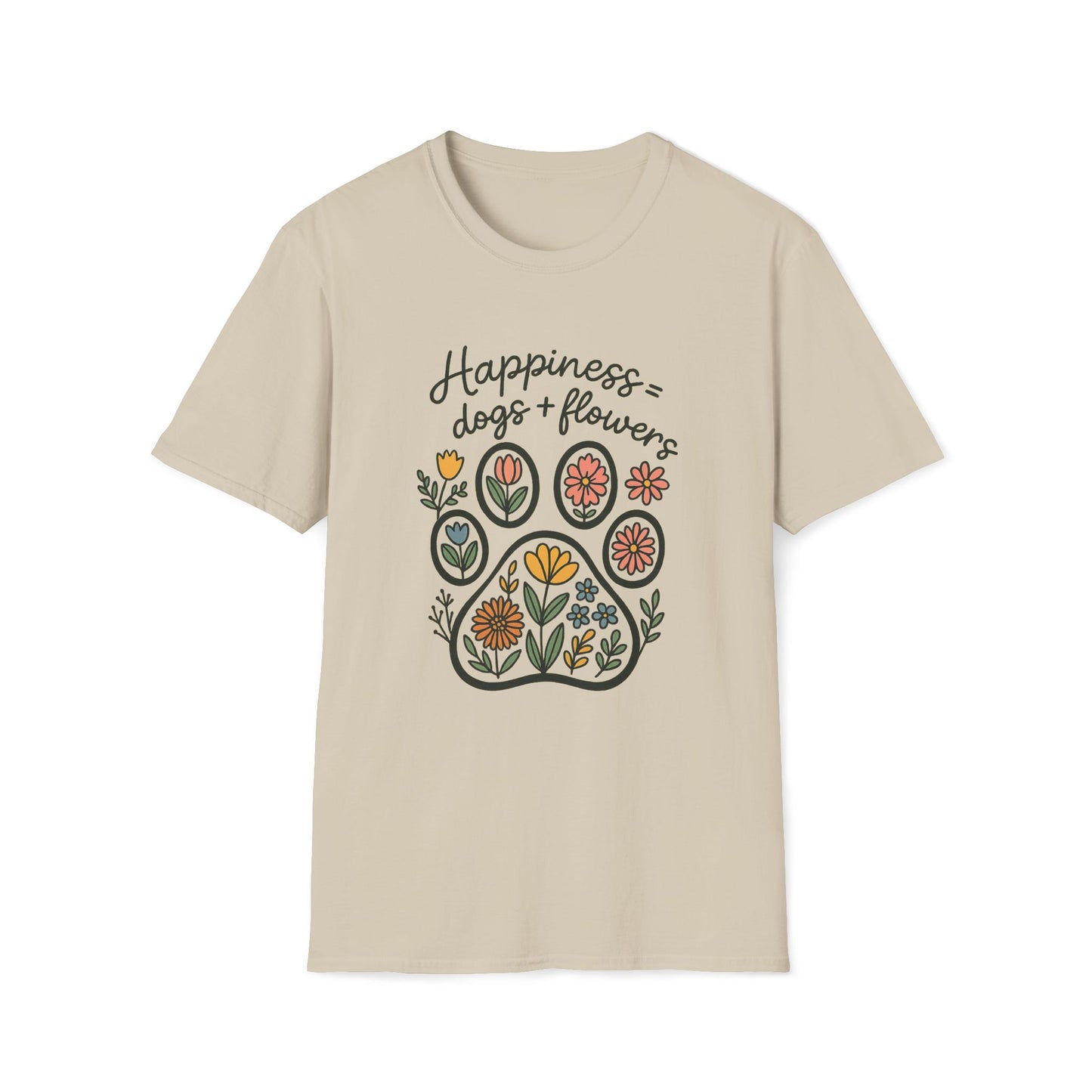Happiness Dog Flowers T-Shirt