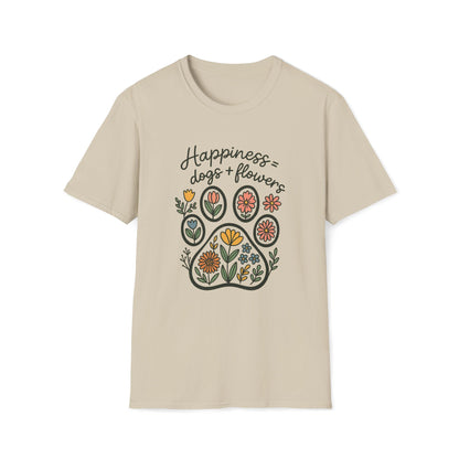 Happiness Dog Flowers T-Shirt