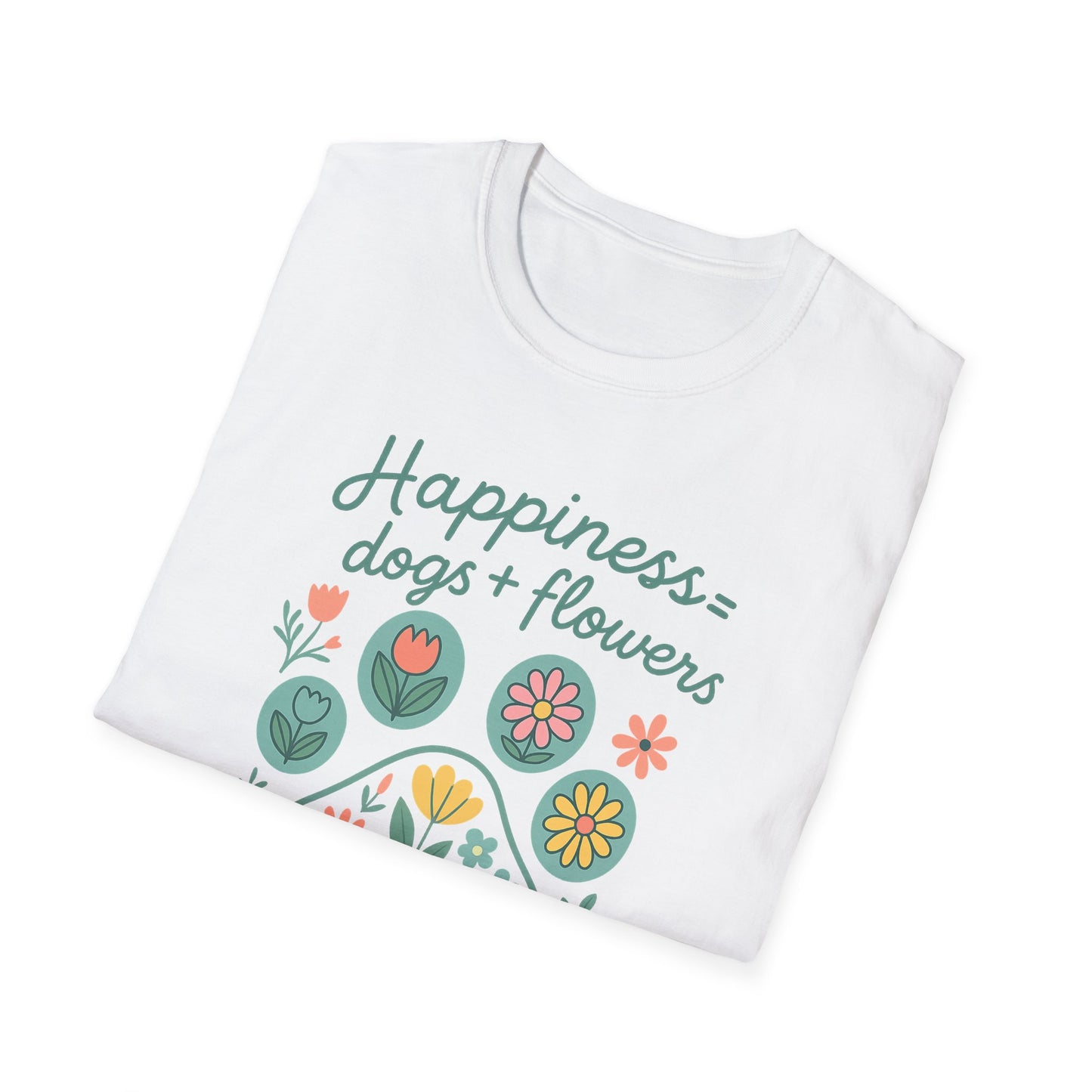 Happiness Dog Flowers P T-Shirt