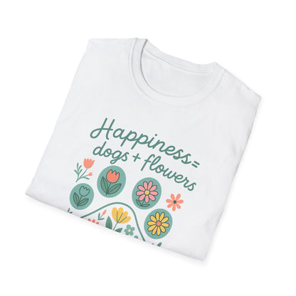 Happiness Dog Flowers P T-Shirt