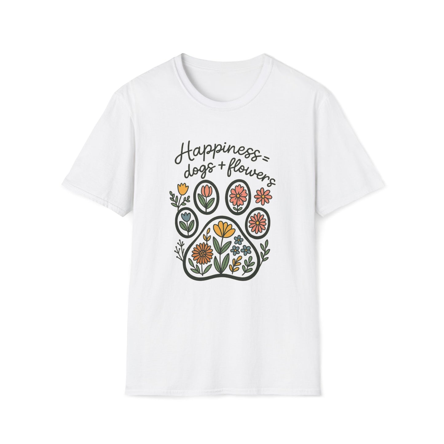 Happiness Dog Flowers T-Shirt