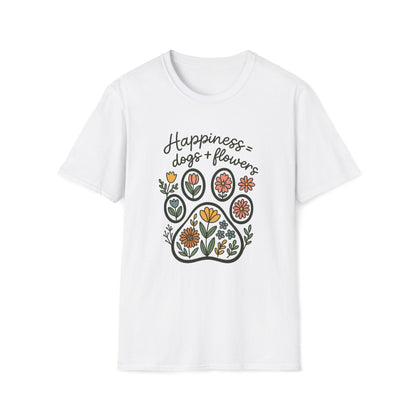 Happiness Dog Flowers T-Shirt