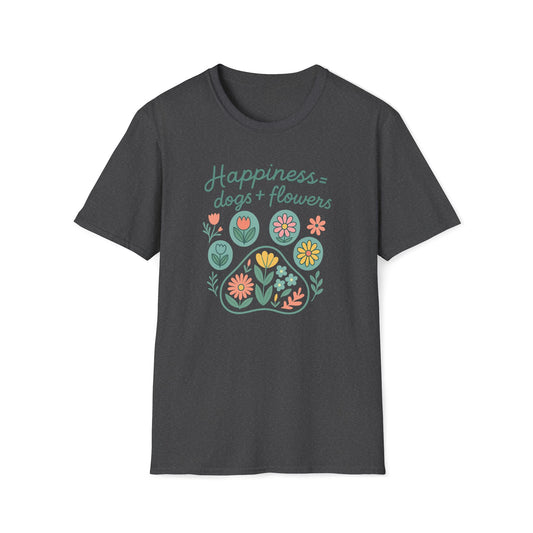 Happiness Dog Flowers P T-Shirt