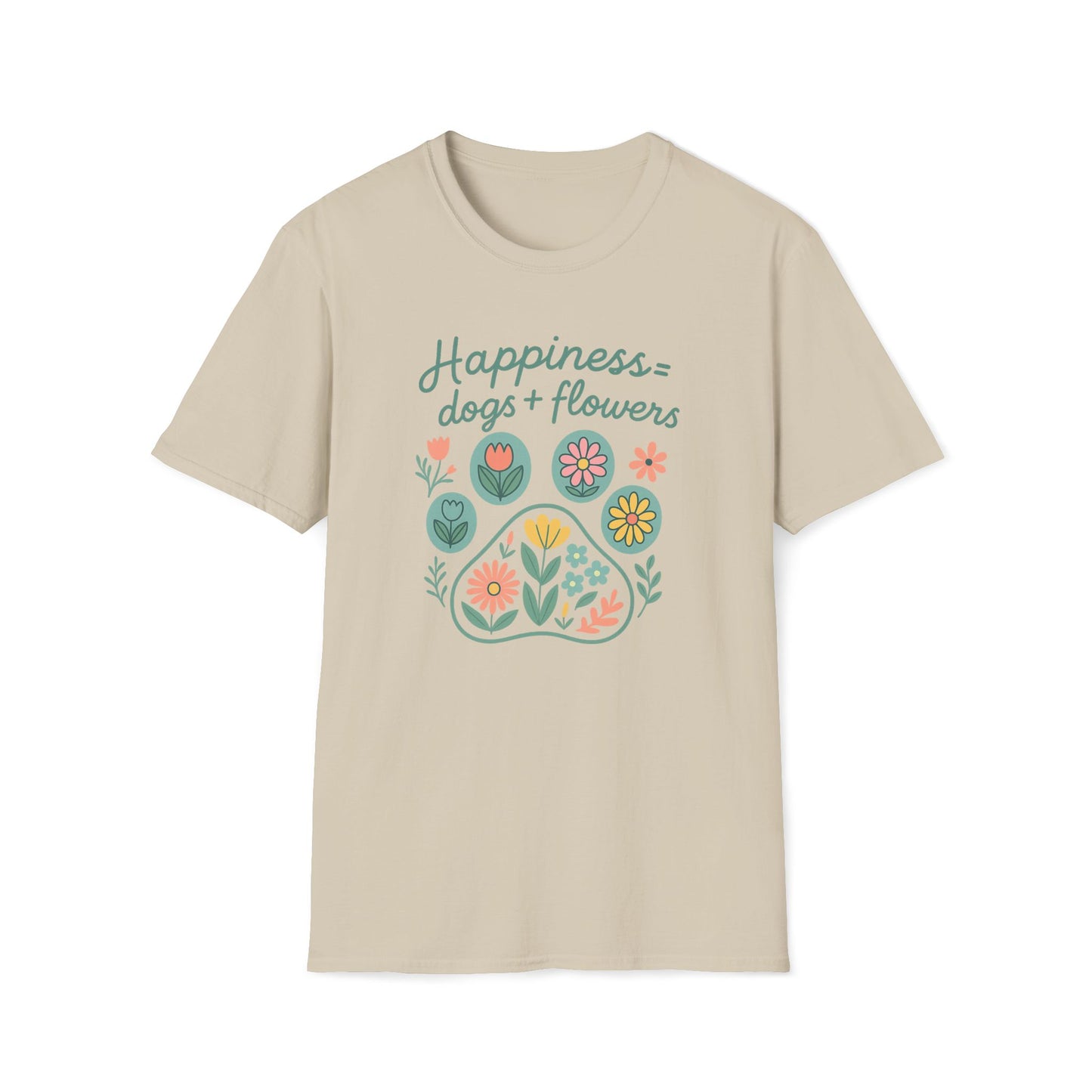 Happiness Dog Flowers P T-Shirt