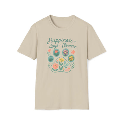 Happiness Dog Flowers P T-Shirt