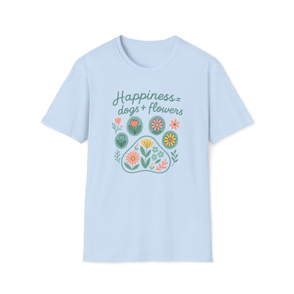 Happiness Dog Flowers P T-Shirt