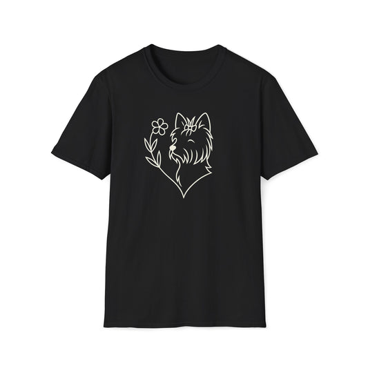 Floral heart Yorkie W T-Shirt