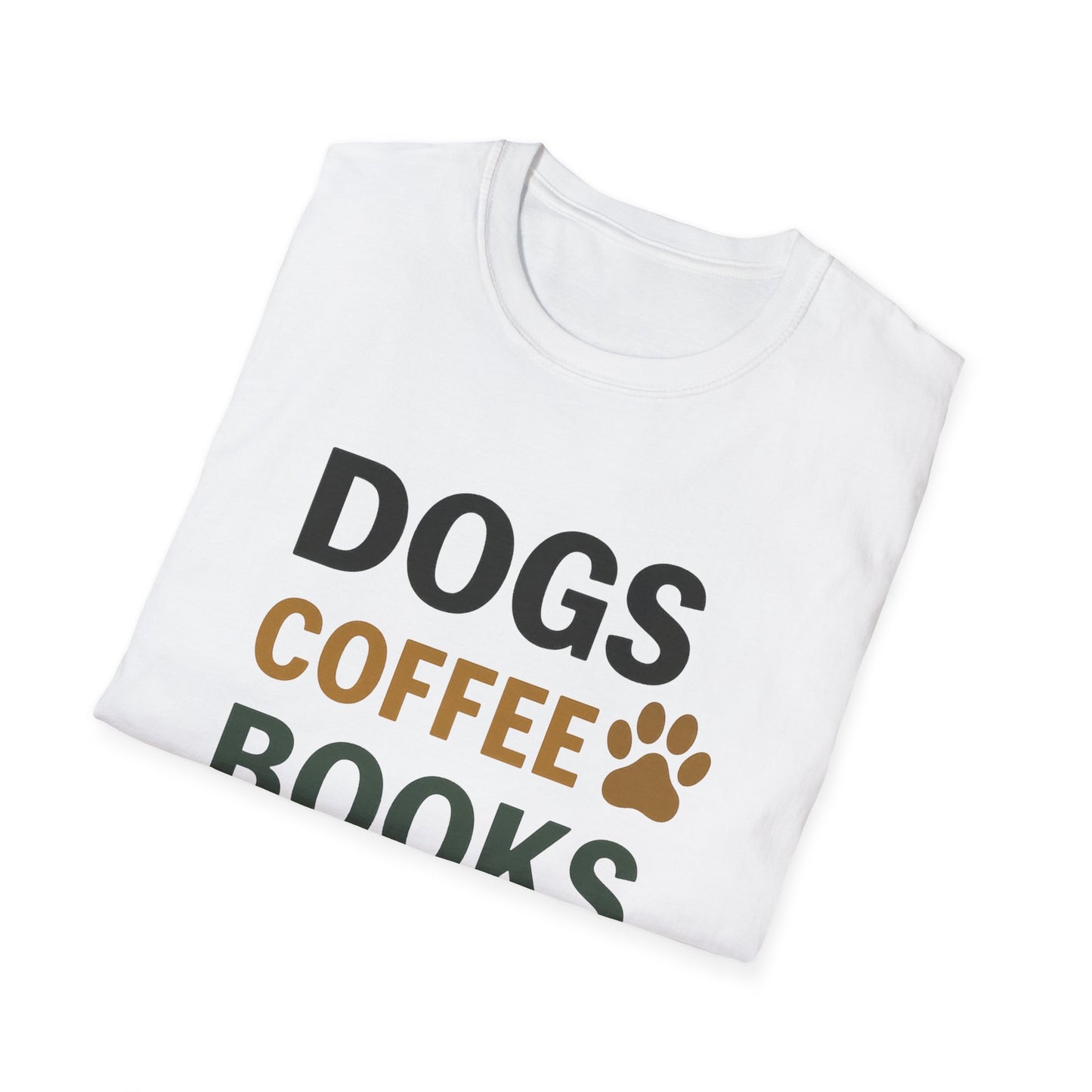 Dogs Coffee Books T-Shirt