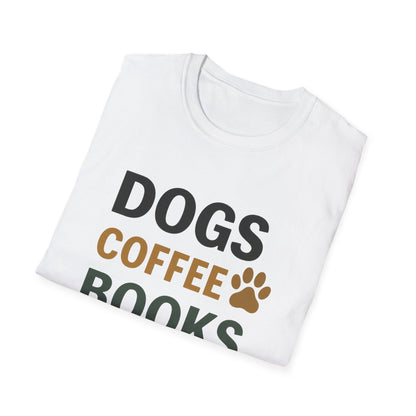 Dogs Coffee Books T-Shirt