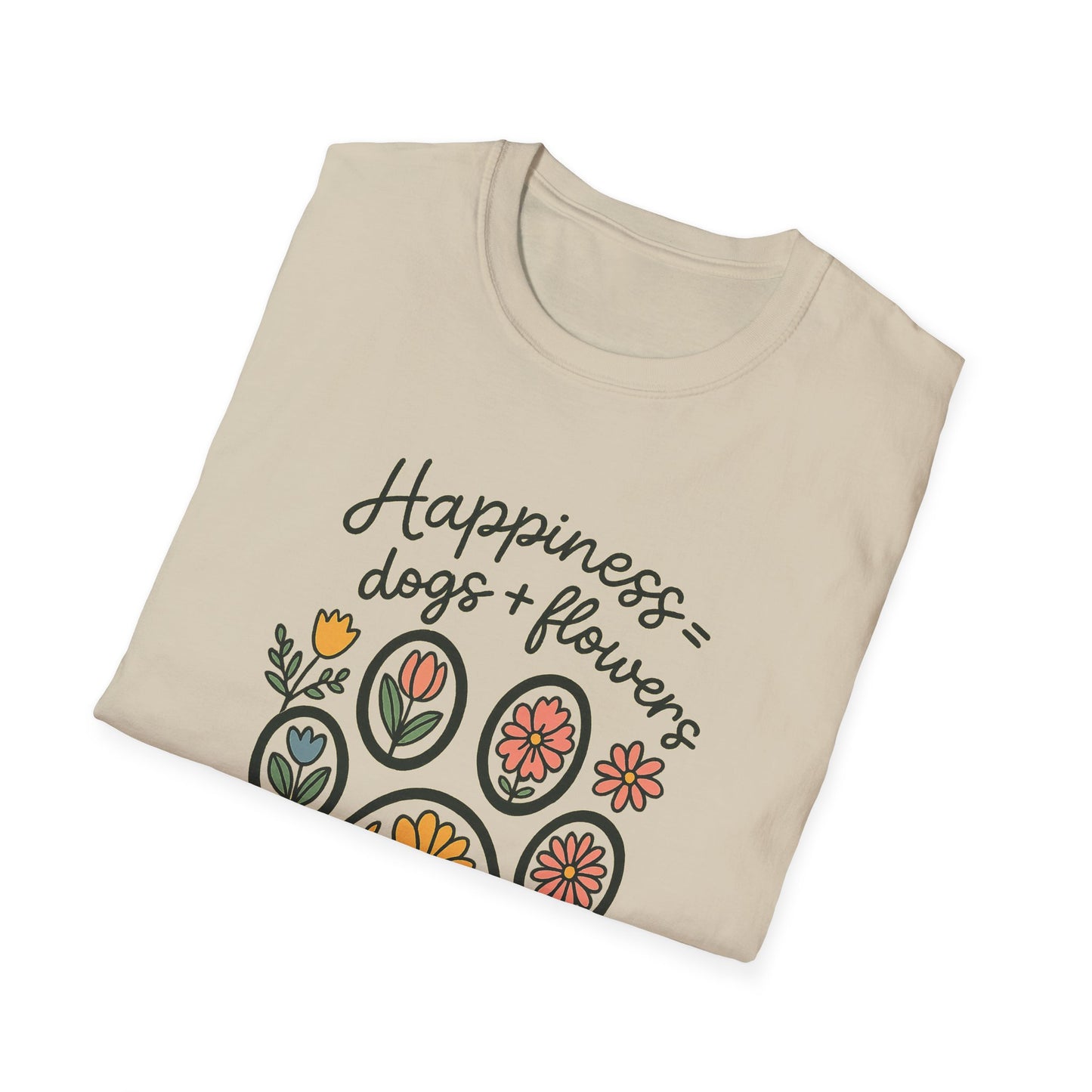 Happiness Dog Flowers T-Shirt