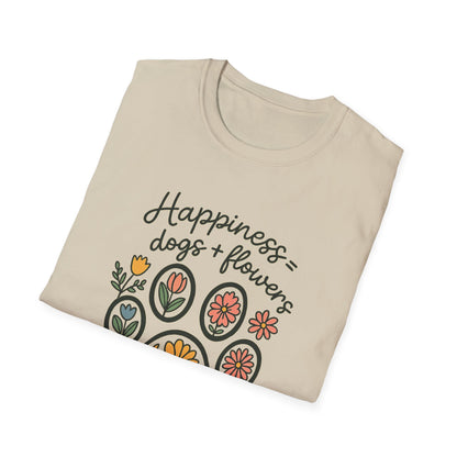 Happiness Dog Flowers T-Shirt