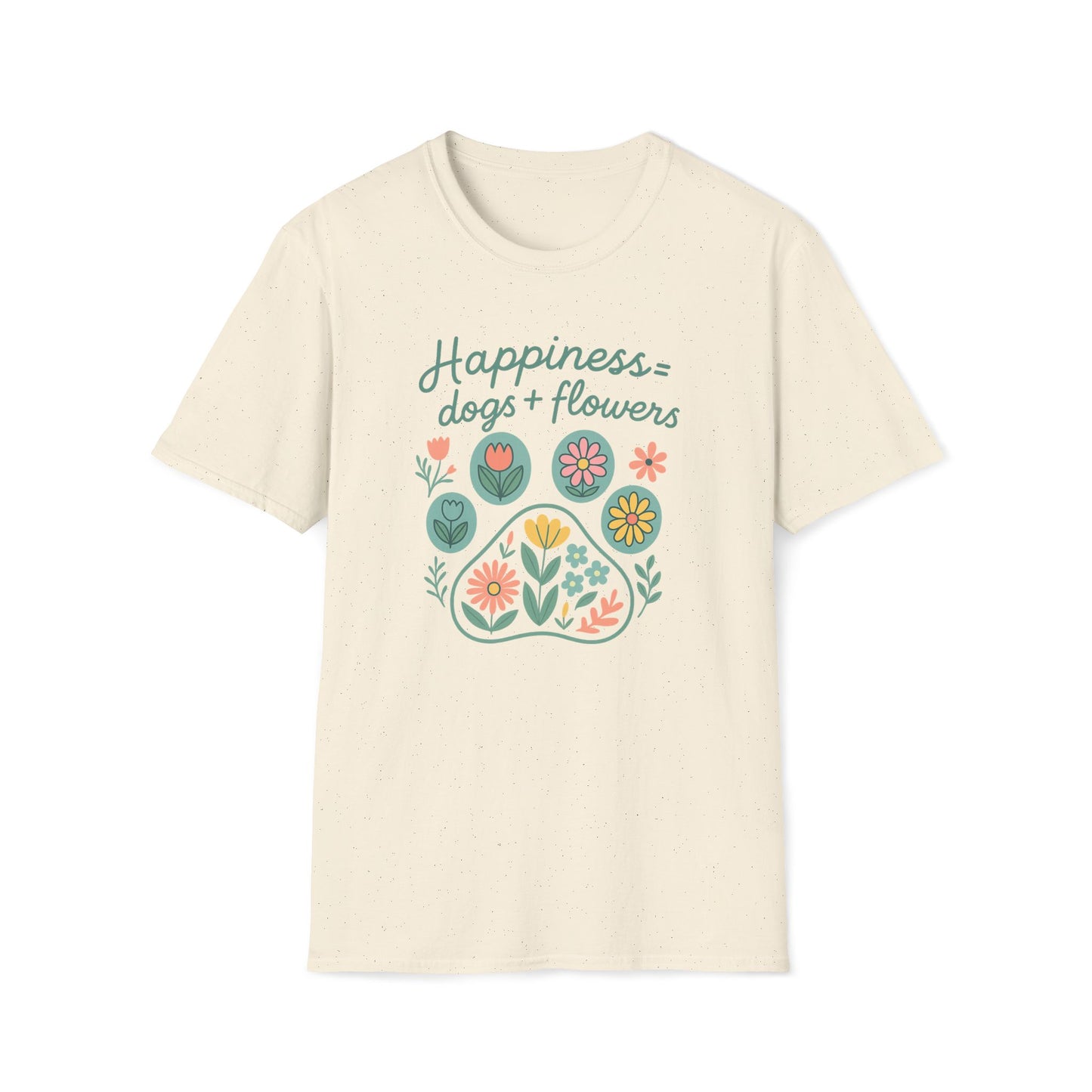 Happiness Dog Flowers P T-Shirt