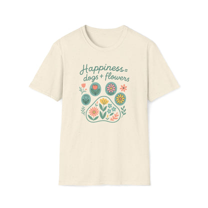 Happiness Dog Flowers P T-Shirt