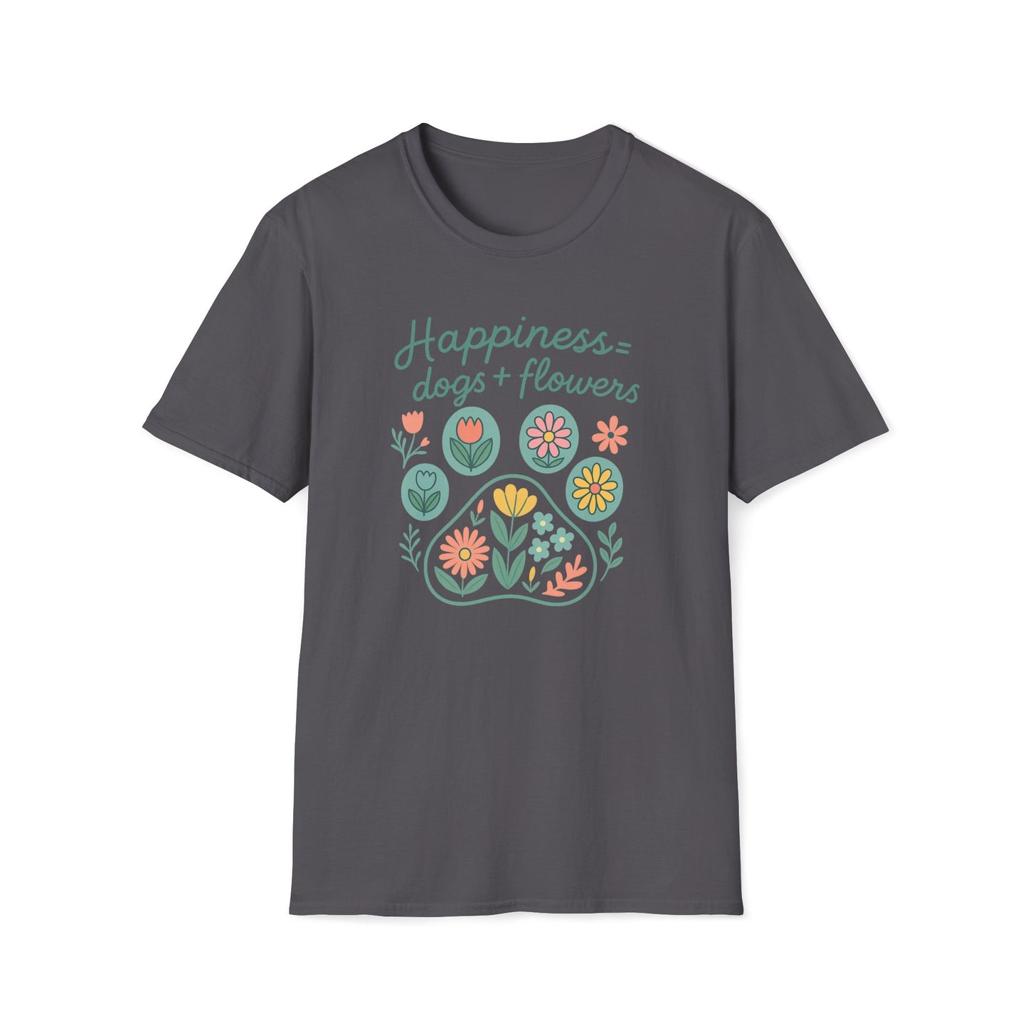Happiness Dog Flowers P T-Shirt