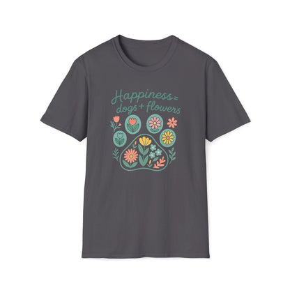 Happiness Dog Flowers P T-Shirt