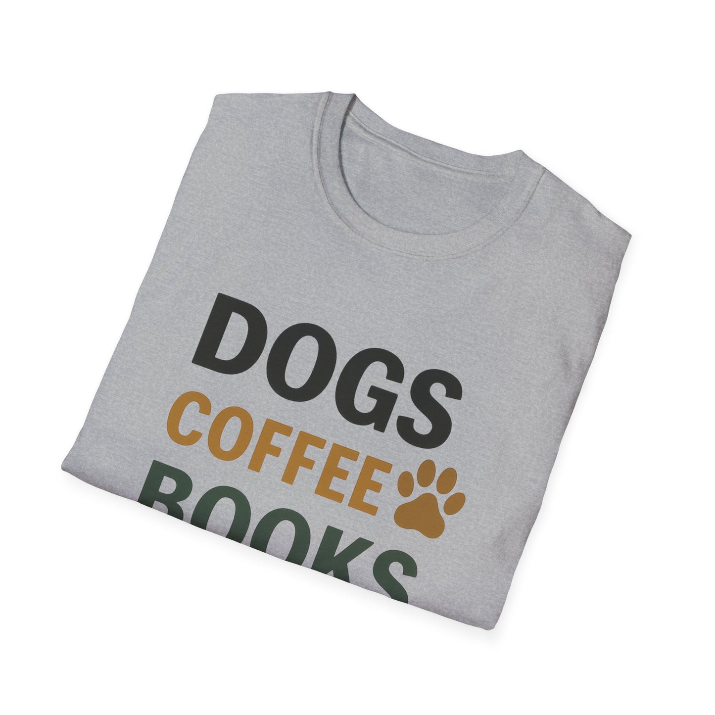 Dogs Coffee Books T-Shirt