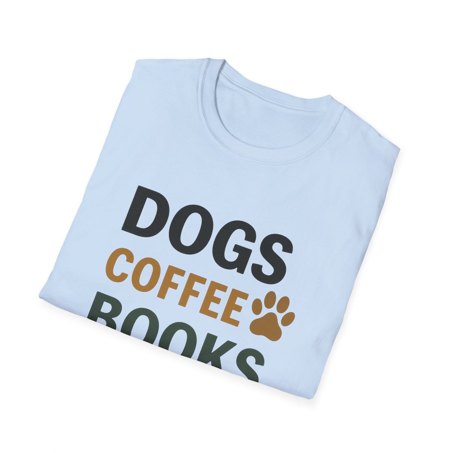 Dogs Coffee Books T-Shirt
