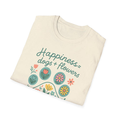 Happiness Dog Flowers P T-Shirt