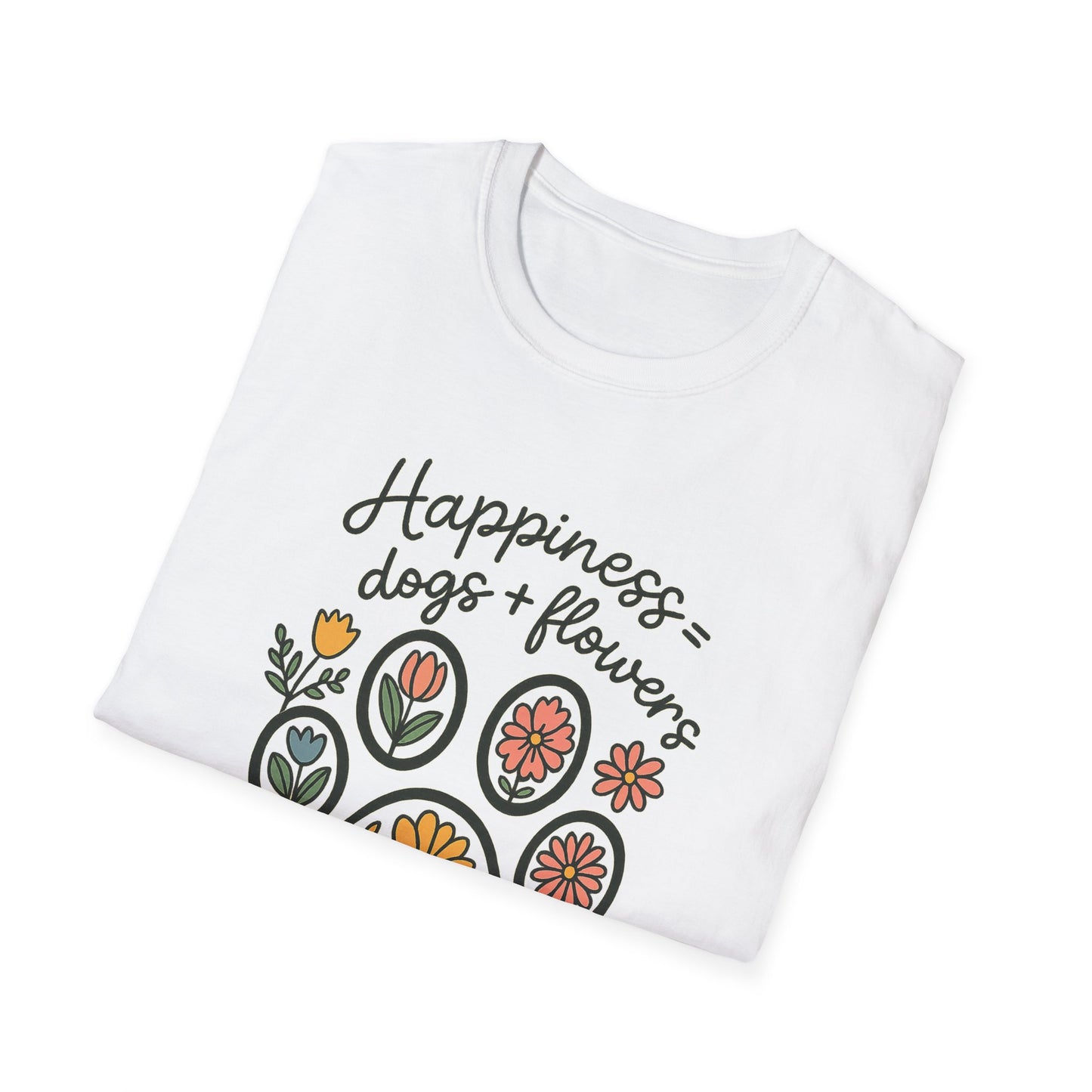 Happiness Dog Flowers T-Shirt