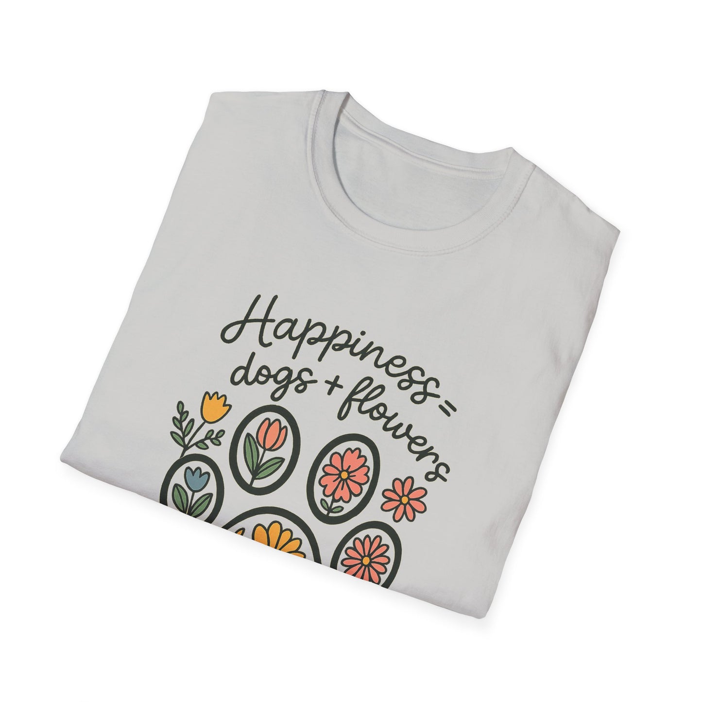 Happiness Dog Flowers T-Shirt