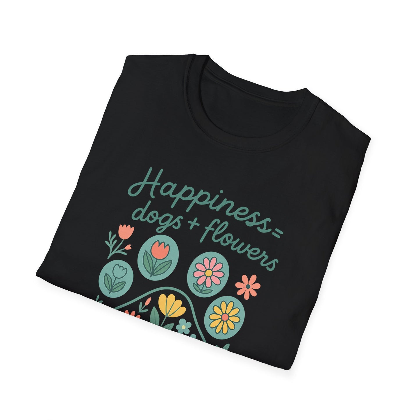 Happiness Dog Flowers P T-Shirt