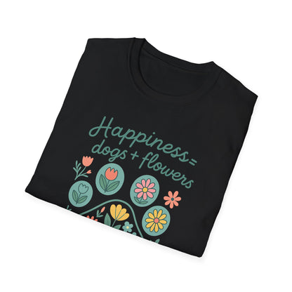 Happiness Dog Flowers P T-Shirt