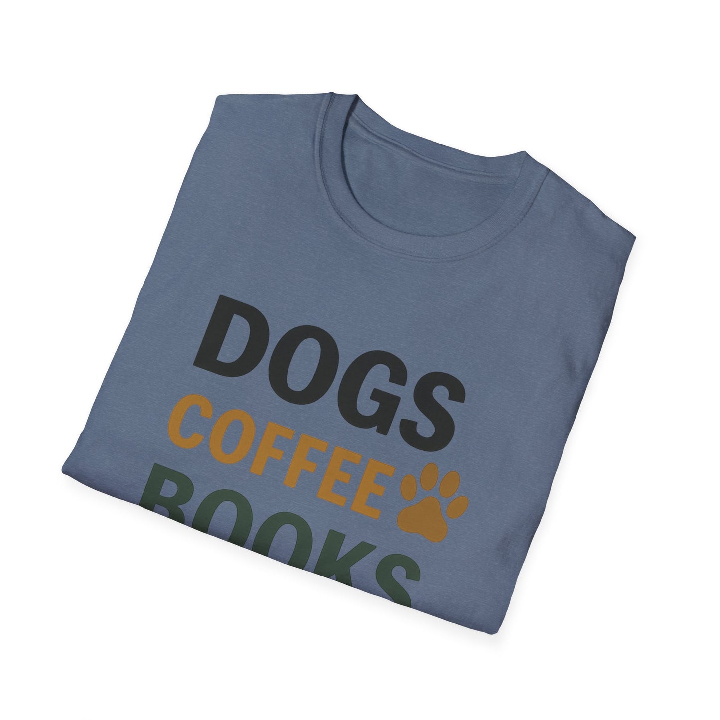 Dogs Coffee Books T-Shirt
