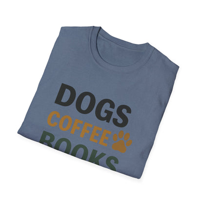 Dogs Coffee Books T-Shirt