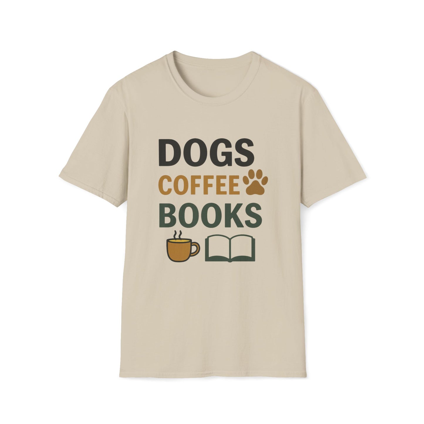 Dogs Coffee Books T-Shirt