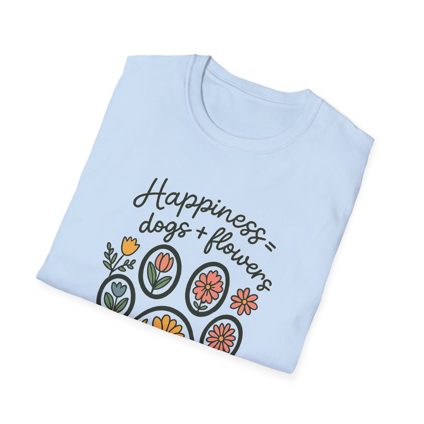 Happiness Dog Flowers T-Shirt
