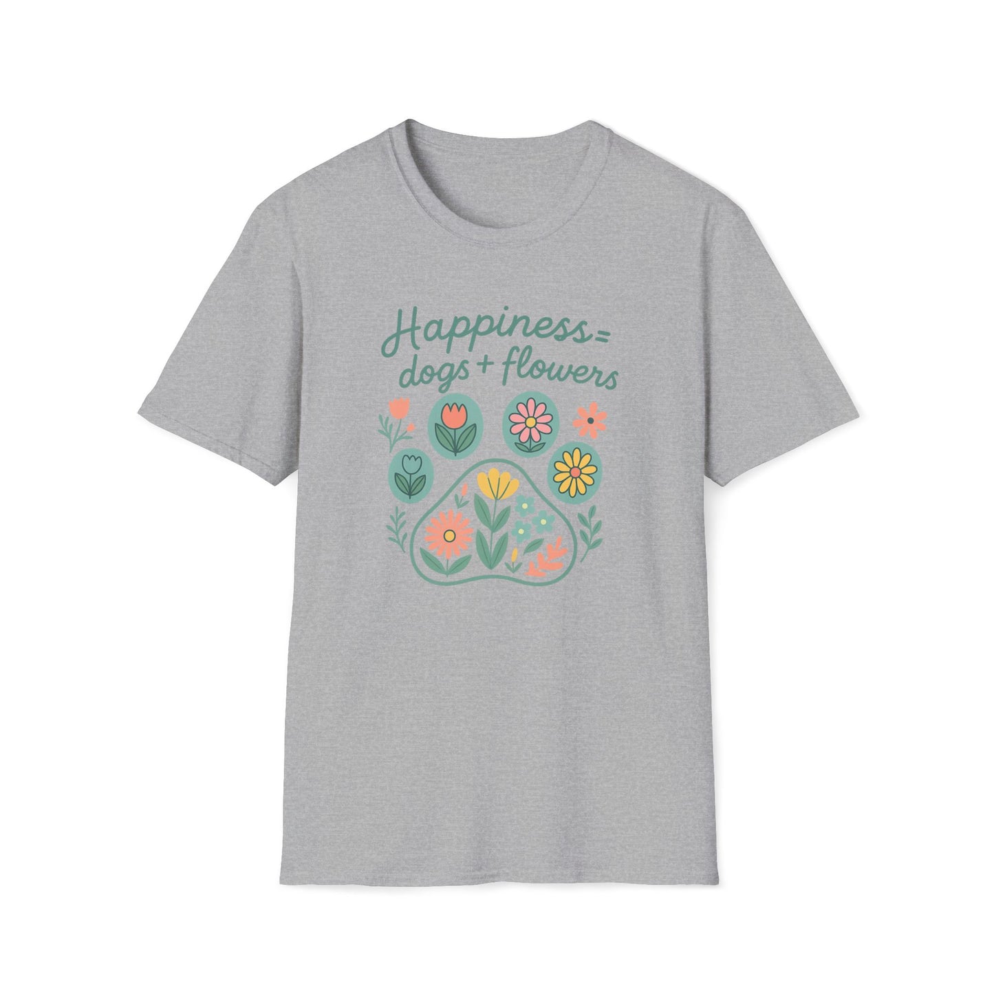 Happiness Dog Flowers P T-Shirt