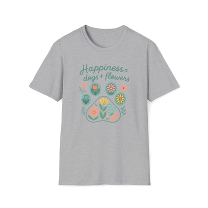 Happiness Dog Flowers P T-Shirt