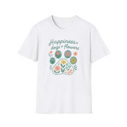 Happiness Dog Flowers P T-Shirt