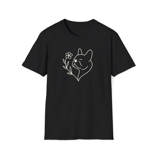 Floral Heart Frenchie W T-Shirt