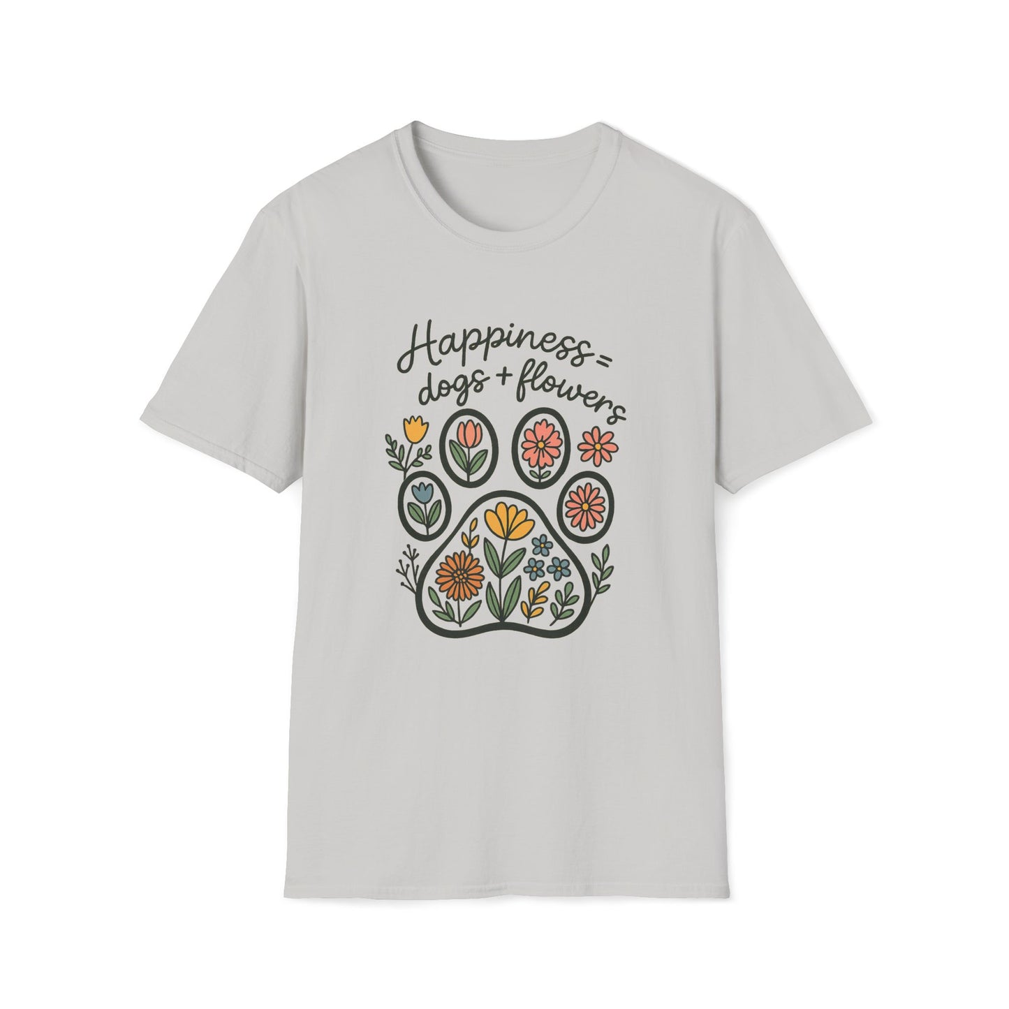 Happiness Dog Flowers T-Shirt