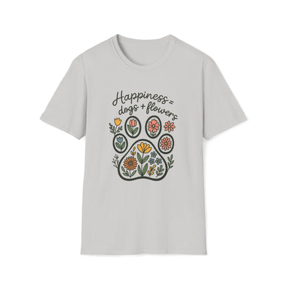 Happiness Dog Flowers T-Shirt