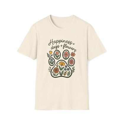 Happiness Dog Flowers T-Shirt
