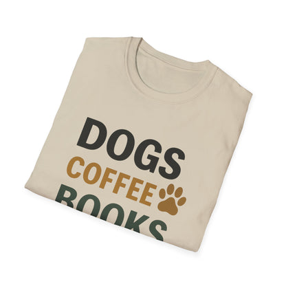 Dogs Coffee Books T-Shirt