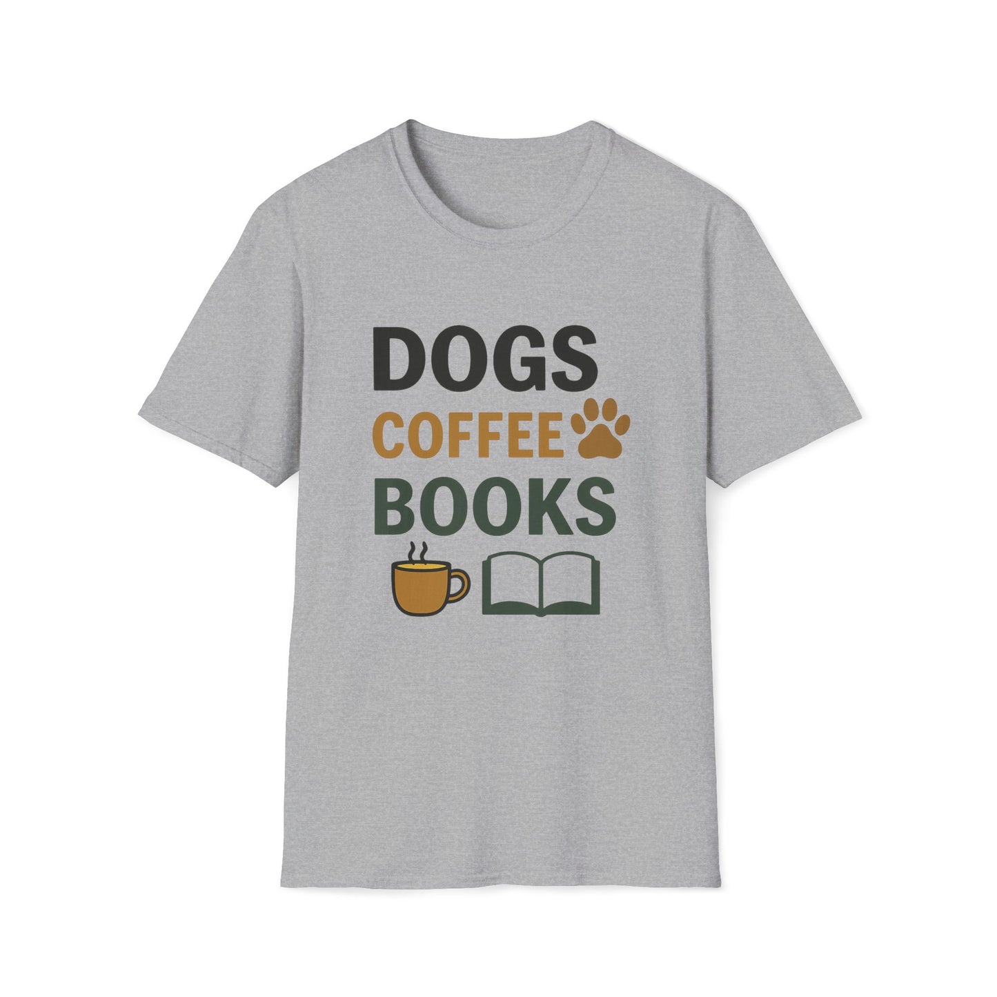 Dogs Coffee Books T-Shirt