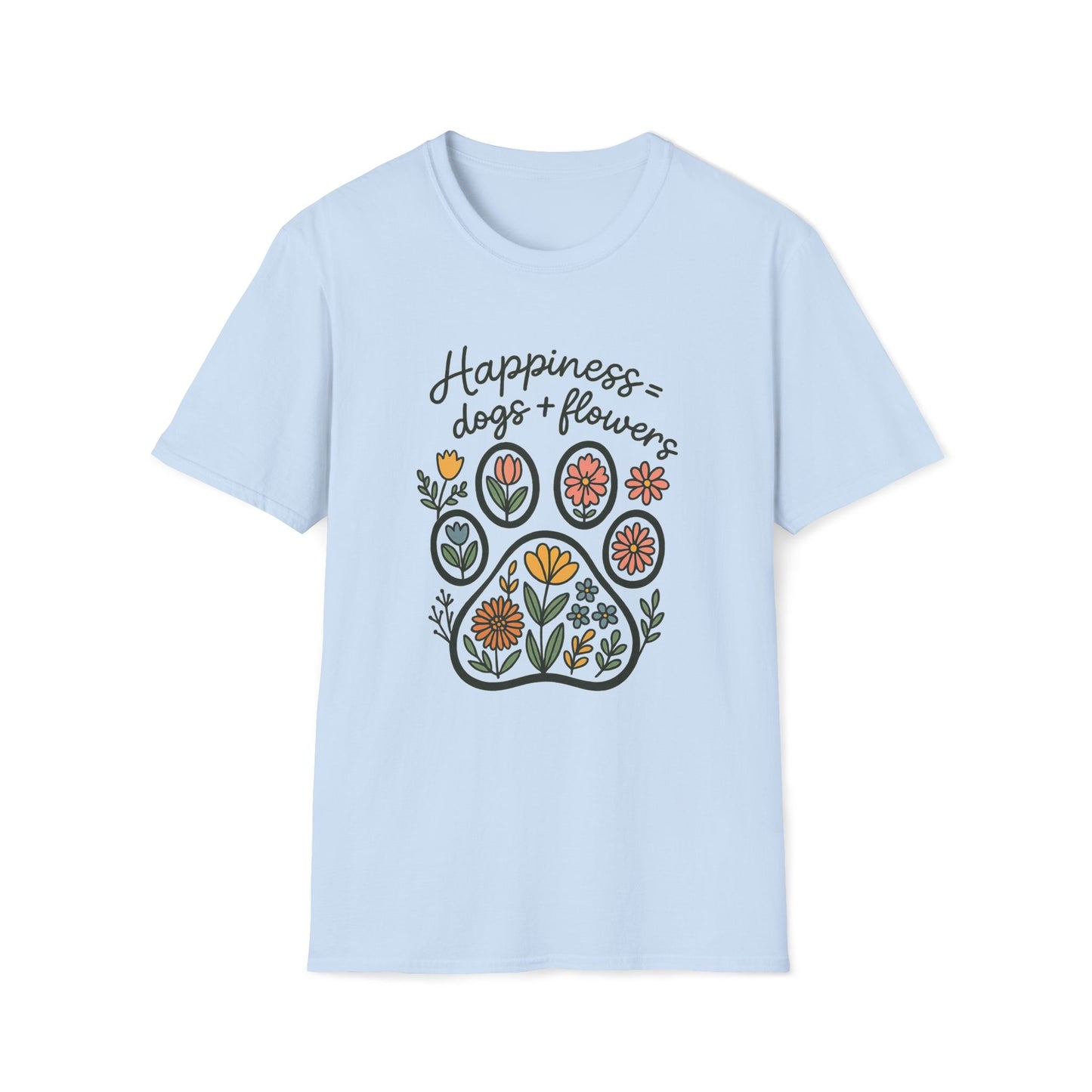 Happiness Dog Flowers T-Shirt