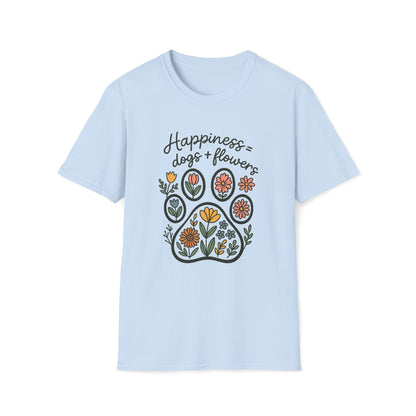 Happiness Dog Flowers T-Shirt